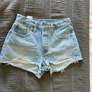 Levi's 501s Light Blue Distressed Jean Shorts